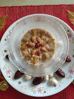 A picture of Dates and fox nut pudding.