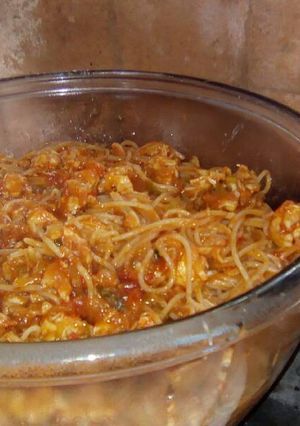 Una foto de Pasta con langosta en salsa