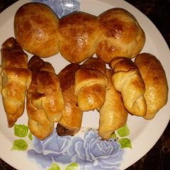 A picture of Nutella stuffed croissant.