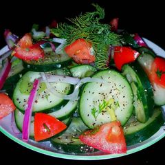 A picture of Mike's Tangy Cucumber Salad.