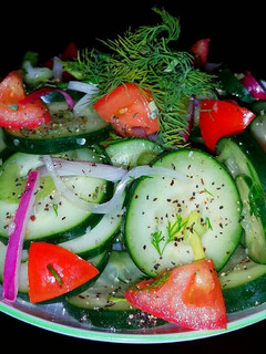 A picture of Mike's Tangy Cucumber Salad.