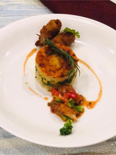 A picture of Whosayna’s Mashed potatoes with Peas, Corns and Spinach layer.