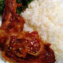 A picture of Mama E's saucy roast chicken.