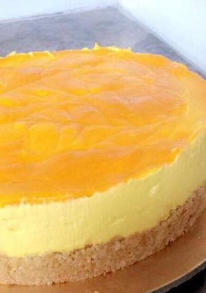 A picture of No bake Mango Cheese cake.