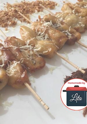 Foto resep Sate pisang goreng madu oles ovomaltine kacang #homemadebylita