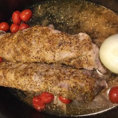 A picture of Dijon and Brown Sugar Glazed Pork Loin.