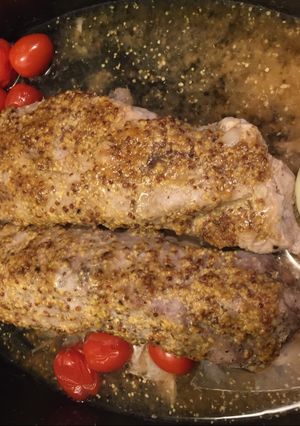 A picture of Dijon and Brown Sugar Glazed Pork Loin.