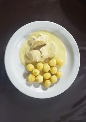 Una foto de Pollo con crema de mostaza