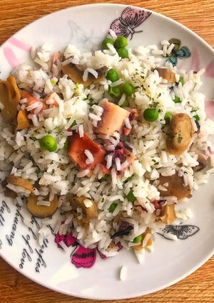 Foto principal de Arroz con pota y champiñón 🍚 🐙 🍄