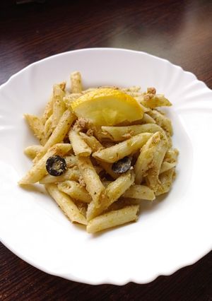 Pesztós tonhalas penne🌿 recept fotója
