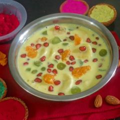 A picture of Fruit Custard Pudding/ Delicious Instant Dessert For Holi Celebration 🌈.
