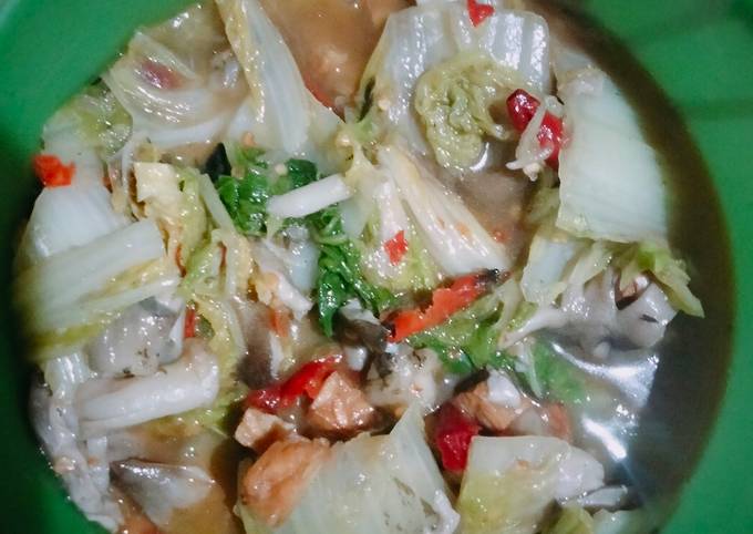 110. Tumis Sawi Putih Jamur Tempe 🥗