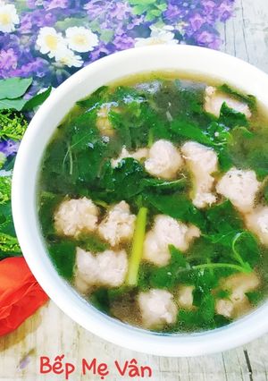 Hình của món Canh rau dền mồng tơi nấu mọc.