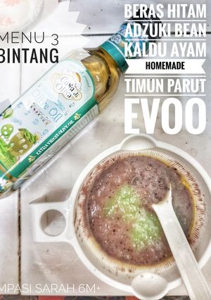 Foto resep Mpasi 6m+ beras hitam, adzuki bean, timun, kaldu ayam