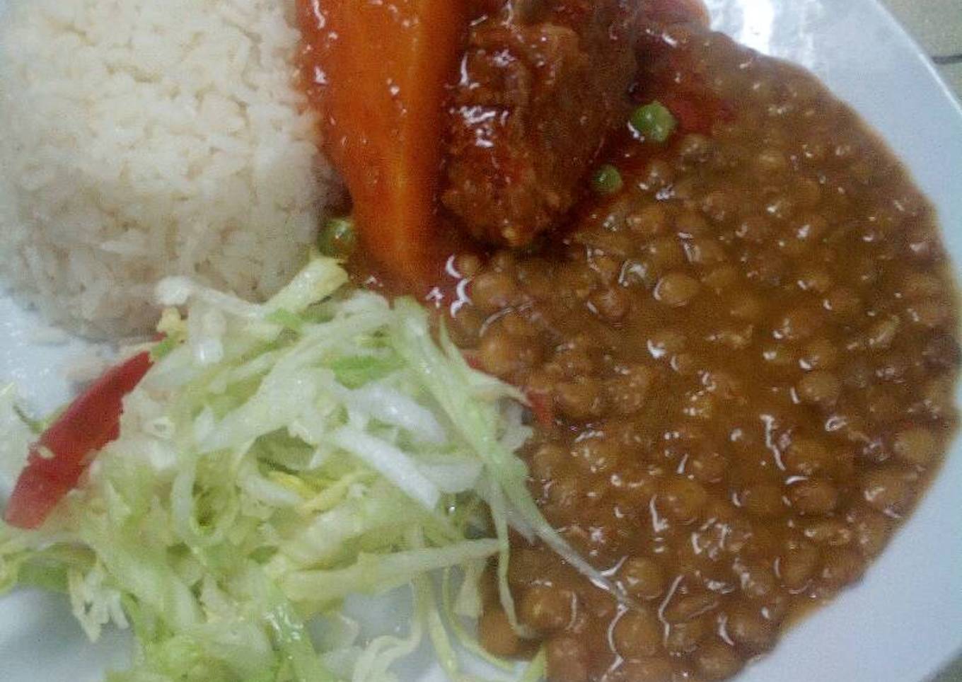 Lentejas con estofado de pollo