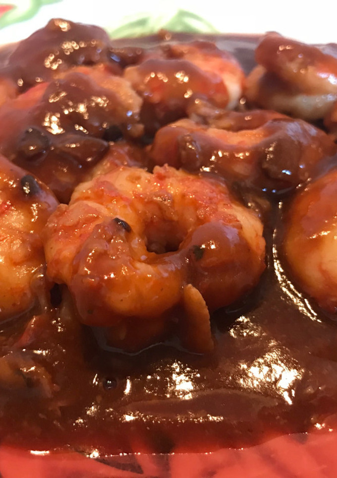 Una foto de Gambas en salsa de ostras