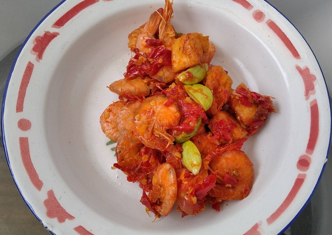 Balado udang tahu pete