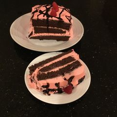 A picture of Chocolate Torte with Fresh Rasberry Cream.