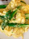 Scrambled eggs with Asparagus with Fontina, Gruyere and Gouda cheese