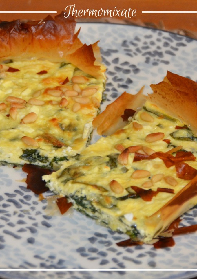 Una foto de Quîche de espinacas y feta con pasta filo, con Thermomix