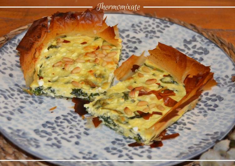 Quîche de espinacas y feta con pasta filo, con Thermomix