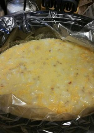 A picture of Crock pot potato soup.