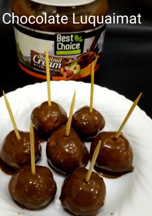 A picture of Chocolate Luquaimat Arabic Sweet Dumplings.