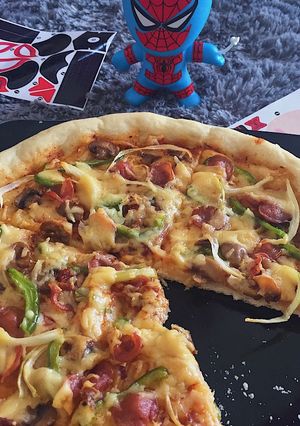 Foto resep No knead pizza/pizza tanpa ulen/pizza kilat anti ribet