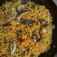 Noodles with fish A picture of Noodles with fish.