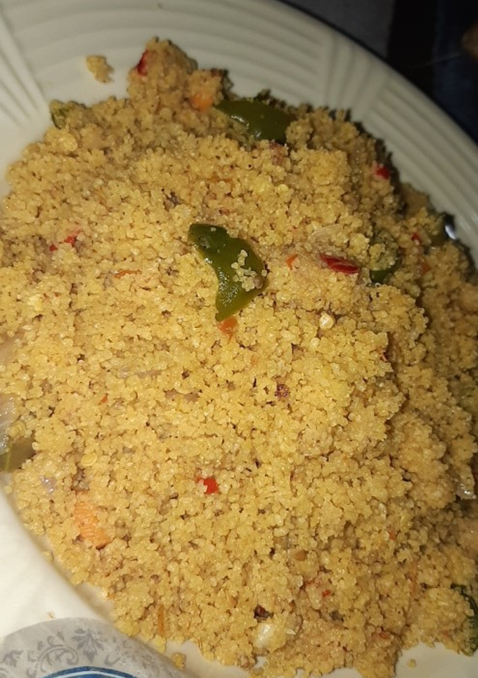 A picture of Cous cous with veggies.