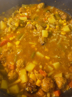 A picture of Applesauce and Pork Meatballs Soup.