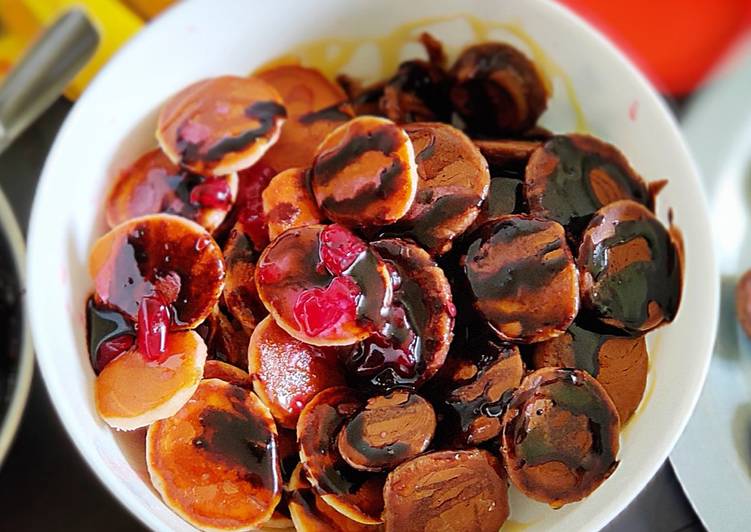 Recipe of Homemade Pancake cereals Mixed Fruit jam and chocolate