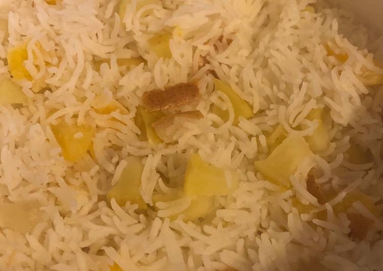 Recipe of Super Quick Homemade Fruit Rice with Poached Salmon