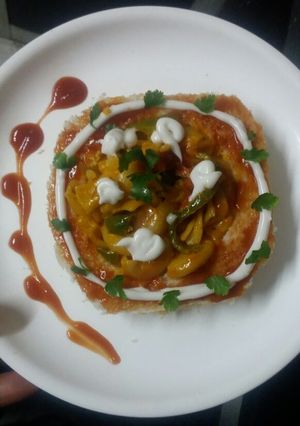 A picture of Pasta bread open Sandwich.
