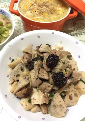 蓮藕杏鮑菇燒肉丁 的食譜成品照片