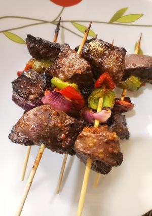 A picture of Liver kebab.