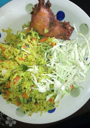 A picture of Mixed veggies tumeric rice.
