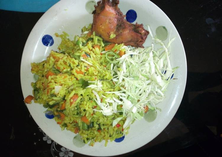 How to Prepare Quick Mixed veggies tumeric rice