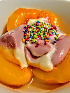 Una foto de MELOCOTONES🍑Con Queso Crema...!😋