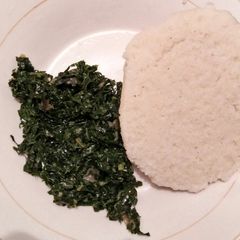 Fried kales with ugali A picture of Fried kales with ugali.
