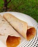 Panqueques integrales con dulce de leche y mermelada