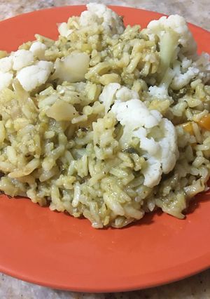 Una foto de Arroz cremoso con coliflor