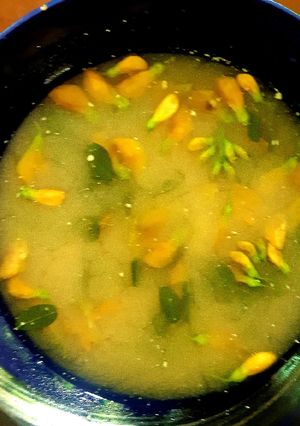 รูปของ มิโซะซุปดอกโสนใบมะรุม Thai Rainy Season Miso Soup タイの雨季味噌汁