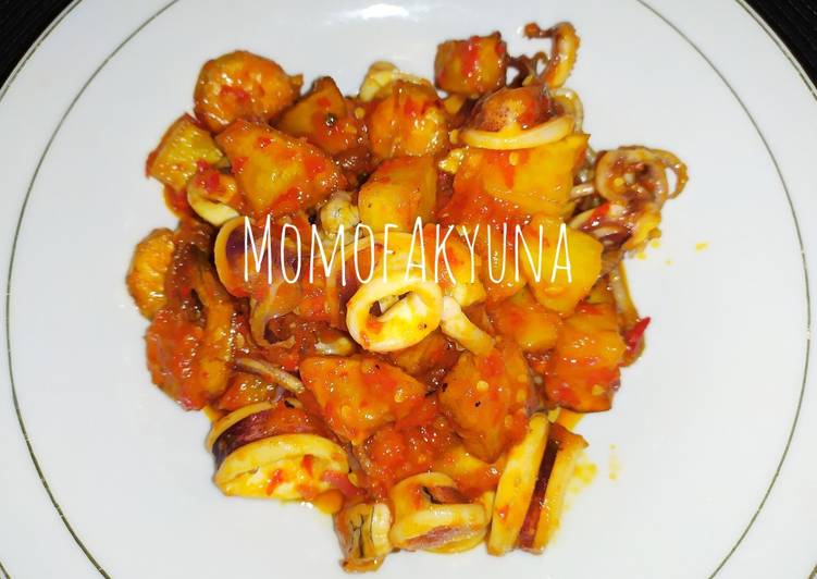 Cara Gampang Membuat Sambal saos cumi udang kentang yang Enak