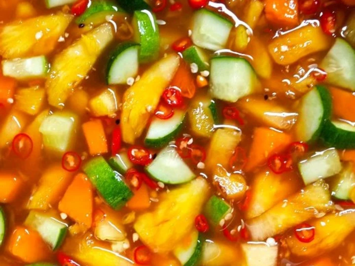 Langkah Mudah untuk Membikin Resep Rujak nanas timun mangga gula merah tanpa kacang yang  Bikin Ketagihan Anti Ribet, Mantap