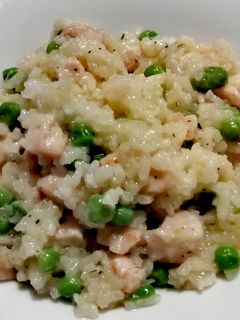 Csirkemelles, zöldborsós rizottó recept fotója