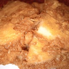 A picture of Fried yam with coated egg.