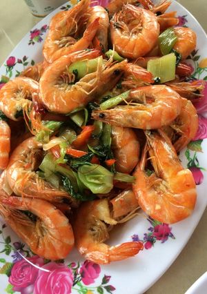 Hình của món Tôm sốt cải thìa.