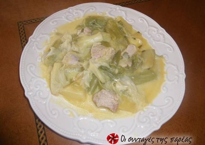 Pork with celery root and leeks