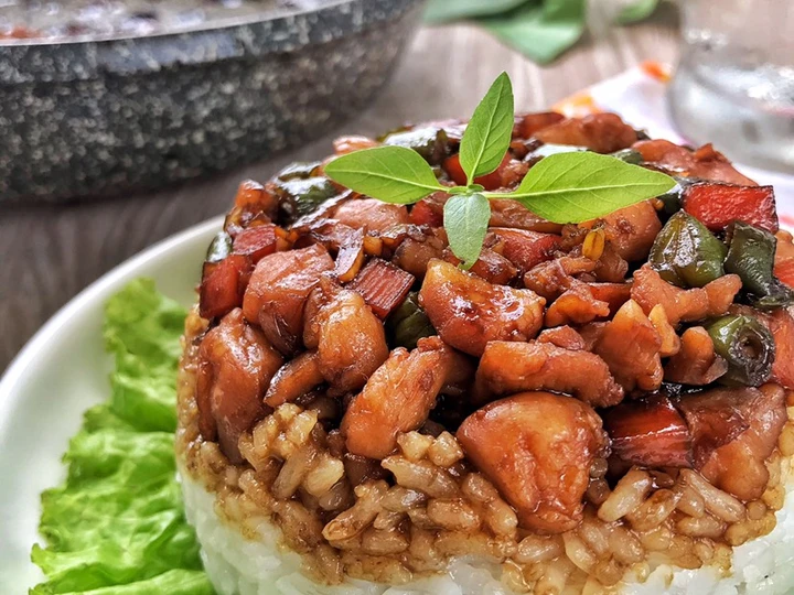 Langkah Gampang Menyiapkan Resep  Nasi Tim Praktis Ayam Kecap yang Enak, Enak Banget